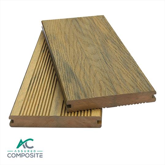 Classic Composite Decking Cedar. Showing Grain On Top - Assured Composite