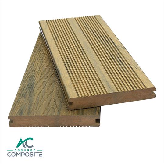 Classic Composite Decking Cedar. Showing Groove On Top - Assured Composite
