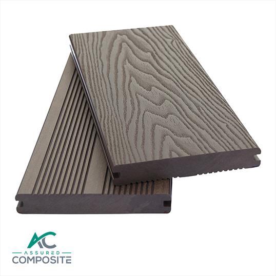 Classic Composite Decking Coffee. Showing Grain On Top - Assured Composite