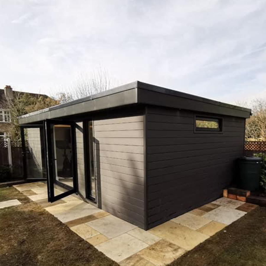 Grey Modern Composite Cladding On A Garden Room In London Case Study - Assured Composite
