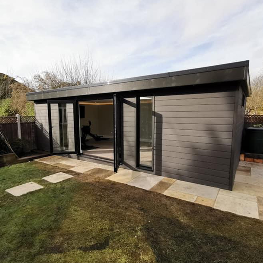 Grey Modern Composite Cladding On A Garden Room In London Case Study - Assured Composite