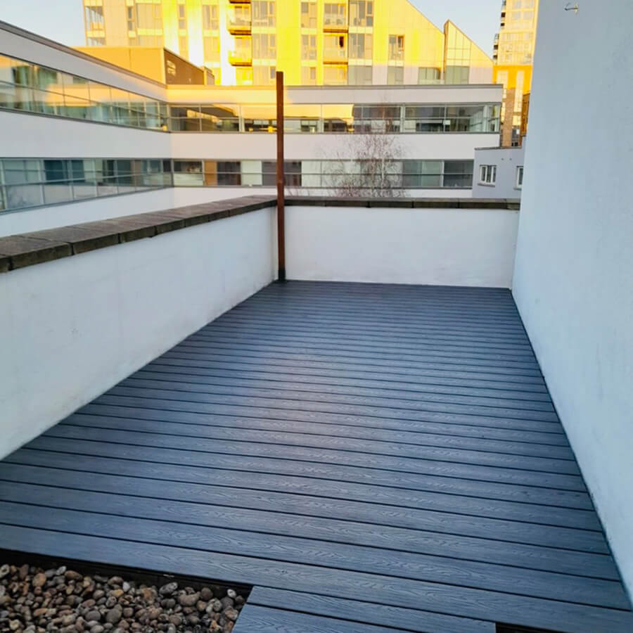 Blue Grey Premier Composite Decking On A Balcony Case Study - Assured Composite
