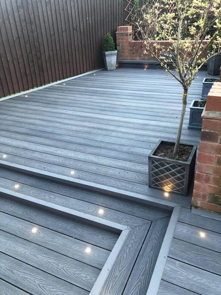 Grey Composite Decking with Lights - Assured Compsosite