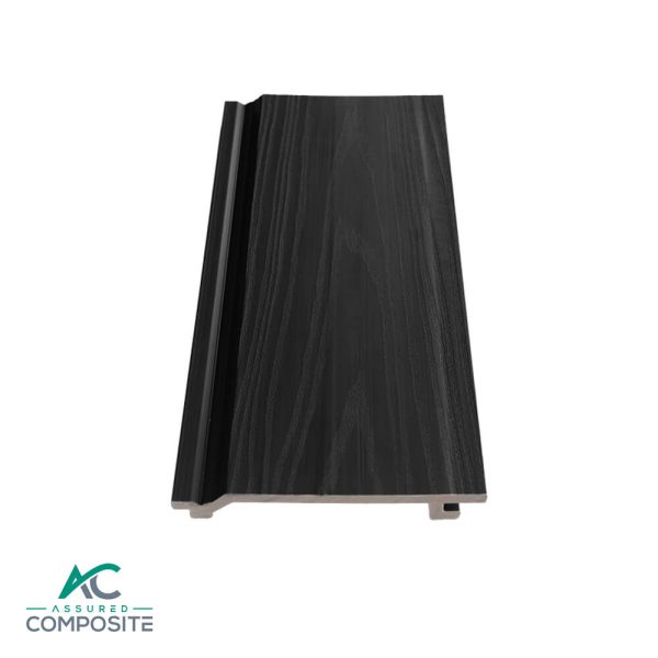 composite capped woodgrain cladding in charcoal