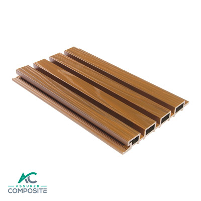 Light Brown Slatted Composite Cladding - Assured Composite